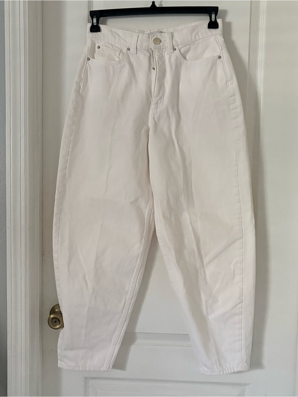 Primark White Barrel Leg  Cropped Ankle Jeans